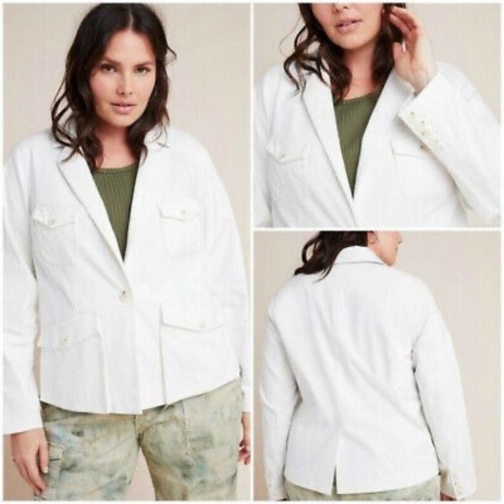 By Anthropologie Neve Women's White Utility Jacket Sz 2